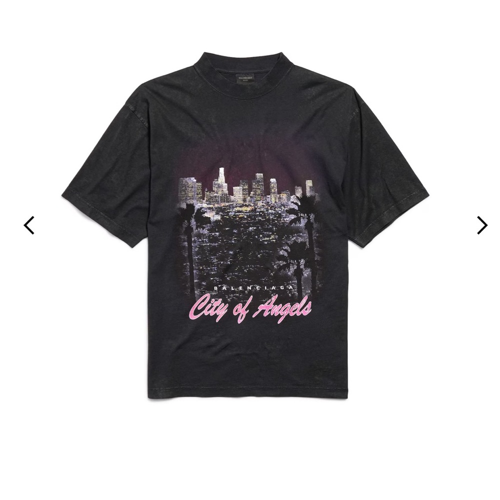 Balenciaga City Of Angels T-Shirt in faded black dry jersey for Women and Men - Picture 2 of 5